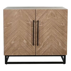 Modern Accent Cabinet with Chevron Doors and Metal Base