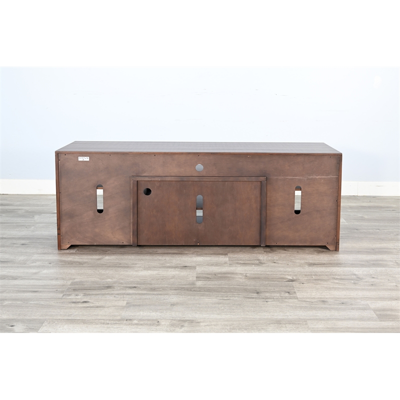 Sunny Designs 72-Inch Transitional TV Stand with Glass Cabinet Doors
