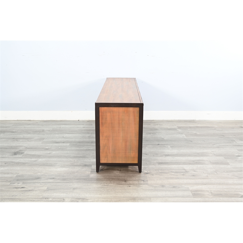 Sunny Designs Industrial TV Stand with Open Shelving and Metal Accents