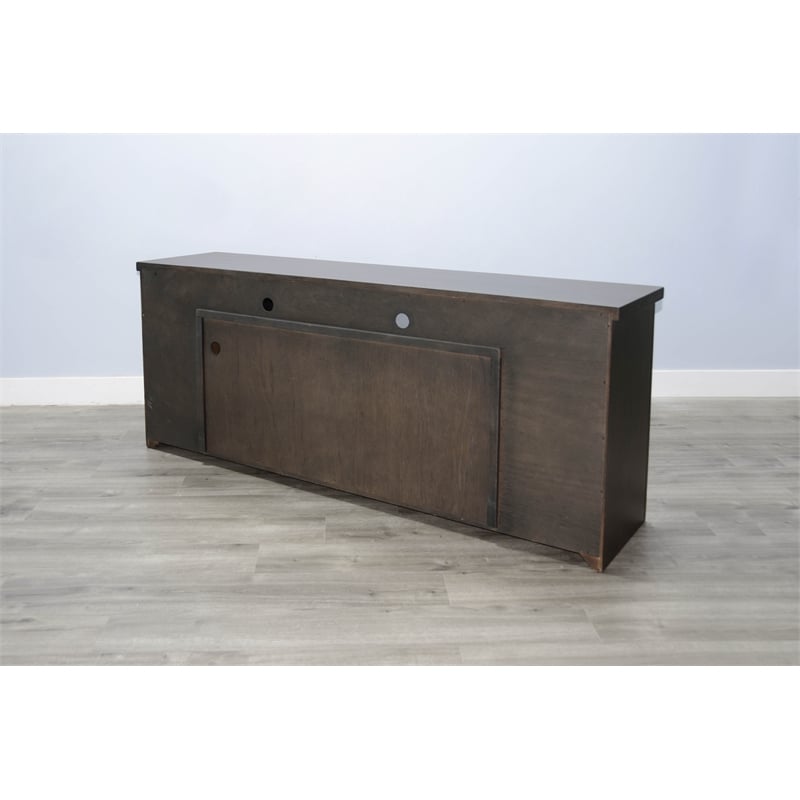 Sunny Designs 76-Inch Wide TV Stand with Glass Cabinet Doors