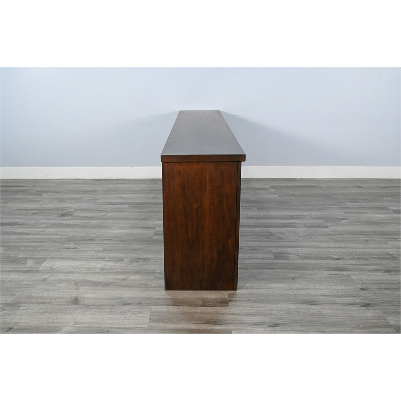 Sunny Designs 98-Inch Wide TV Stand with Glass Cabinet Doors and Open Shelving