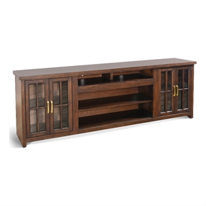 Sunny Designs 98-Inch Wide TV Stand with Glass Cabinet Doors and Open Shelving