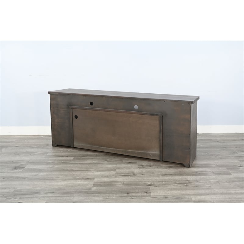 Sunny Designs Rustic Gray 76-Inch TV Stand with Glass Doors Console