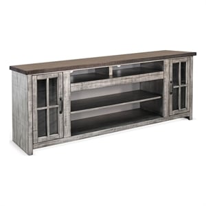 Sunny Designs Rustic Gray 76-Inch TV Stand with Glass Doors Console