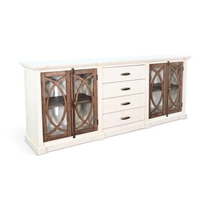 Sunny Designs Elegant 90&quot Media Console with Glass Paneled Doors