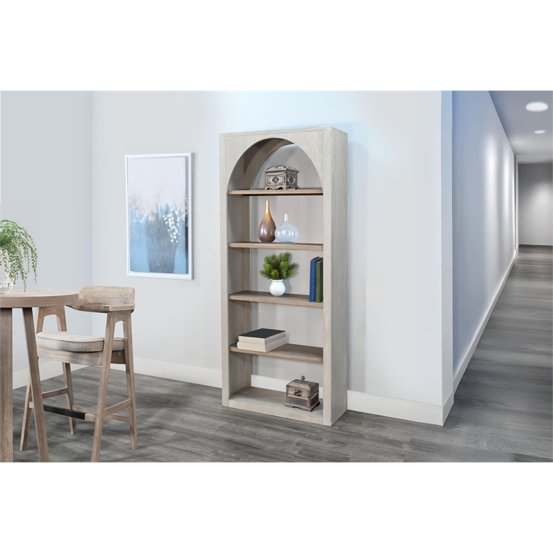 Sunny Designs Tall Arched Wood Bookshelf with Open Shelving