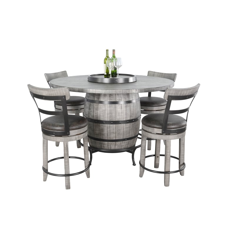 Sunny Designs Round Pub Table with Wine Barrel Set