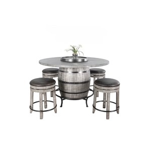Sunny Designs Round Pub Table with Wine Barrel Set