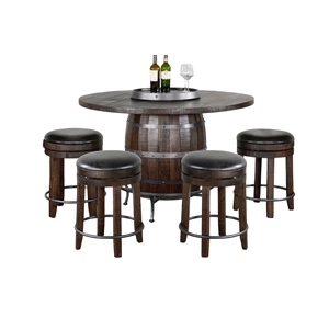 Sunny Designs Round Pub Table with Wine Barrel Set