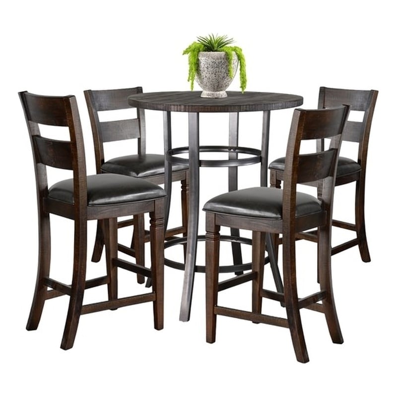 Sunny Designs Solid Wood/Metal Frame 5-Piece Pub Set