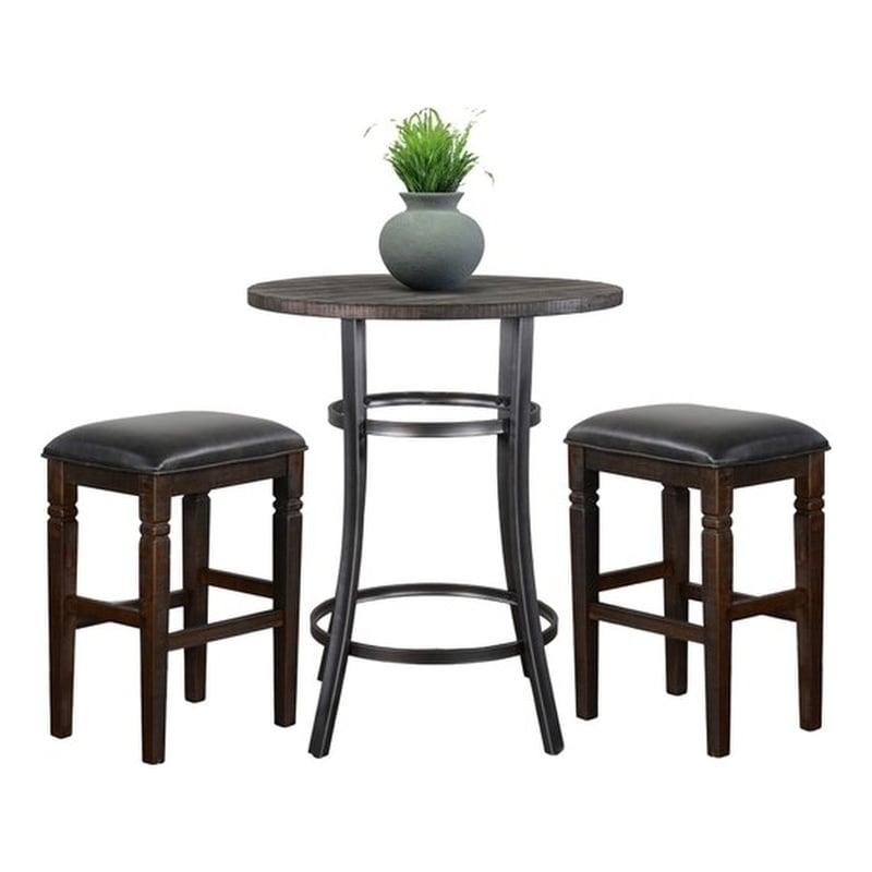Sunny Designs Solid Wood/Metal Frame 3-Piece Pub Set