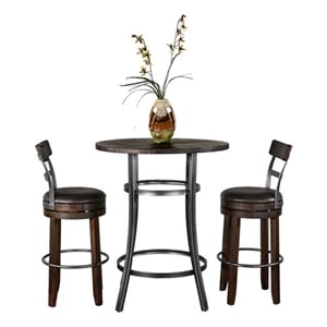 Sunny Designs Solid Wood/Metal Frame 3-Piece Pub Set