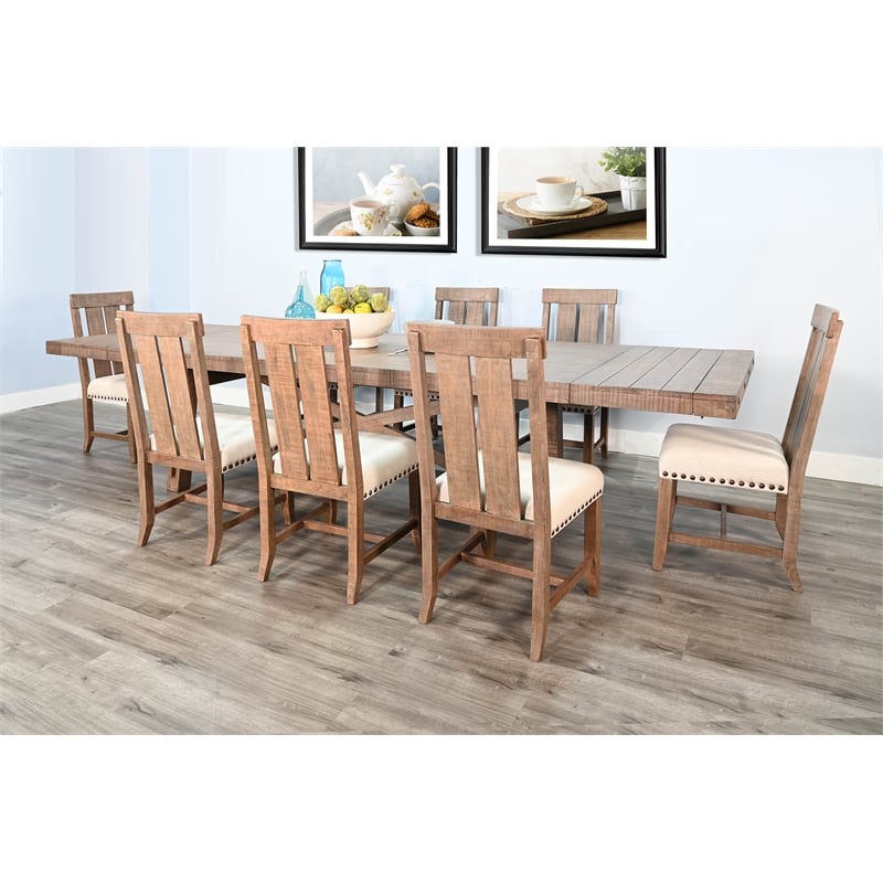 Sunny Designs Farmhouse 9-Piece Wood Extension Dining Set in Desert Rock