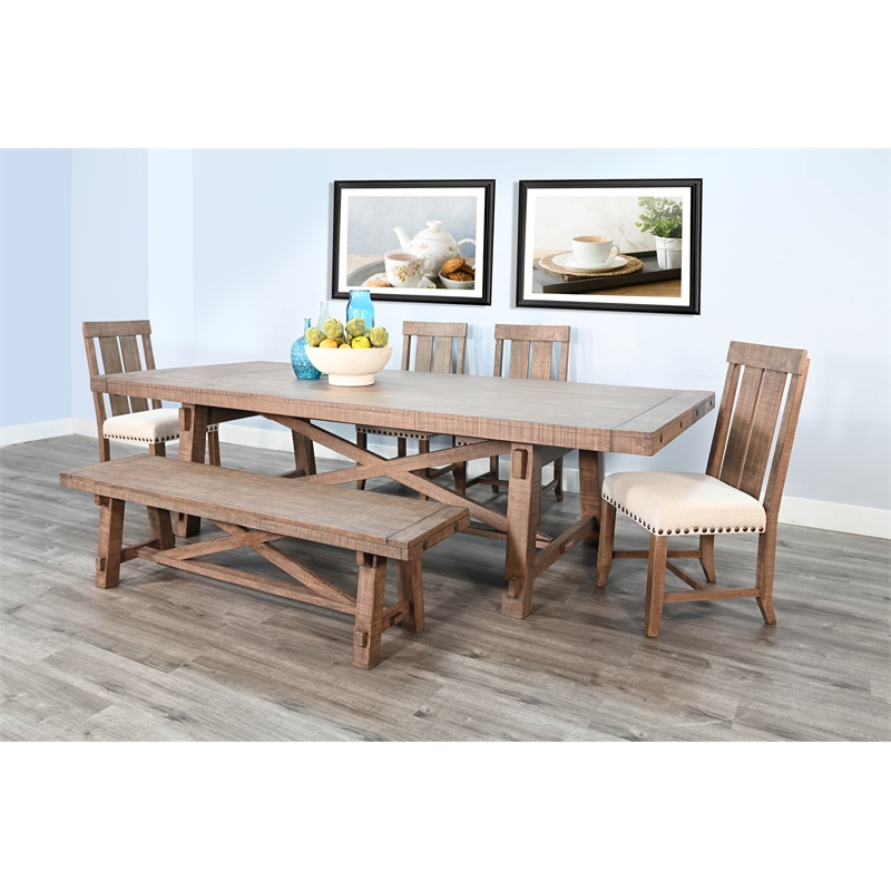Sunny Designs Farmhouse 6-Piece Wood Extension Dining Set in Desert Rock