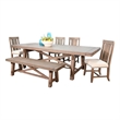 Sunny Designs Farmhouse 6-Piece Wood Extension Dining Set in Desert Rock