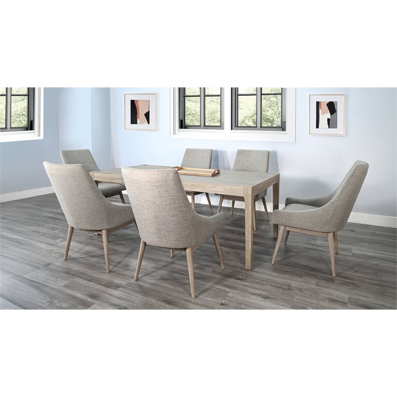 Sunny Designs Modern Blair 7-Piece Dining Set in Frost Gray/Wheat