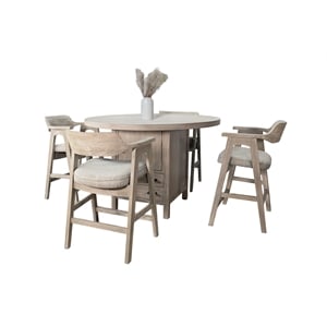 Sunny Designs Round Dining Set with Built-in Storage Cabinet and Drawers
