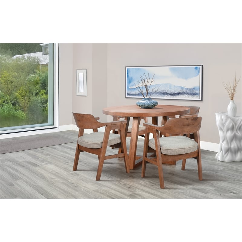 Sunny Designs Mia 5-Piece Round Solid Wood Dining Set in Cinder Finish
