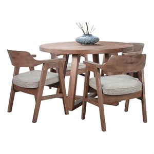 Sunny Designs Mia 5-Piece Round Solid Wood Dining Set in Cinder Finish