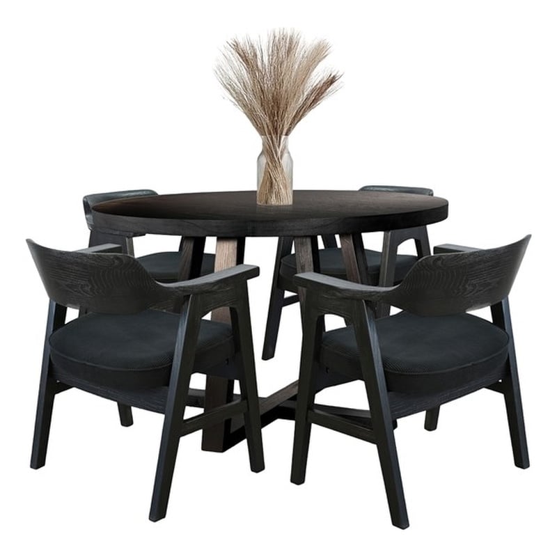 Sunny Designs Mia 5-Piece Round Wood Dining Set in Umbra Black