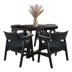 Sunny Designs Mia 5-Piece Round Wood Dining Set in Umbra Black