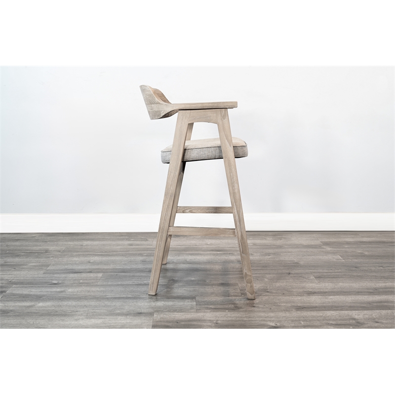 Sunny Designs Wren Wood & Upholstered Seat Bar Stool in Natural/Black (Set of 2)