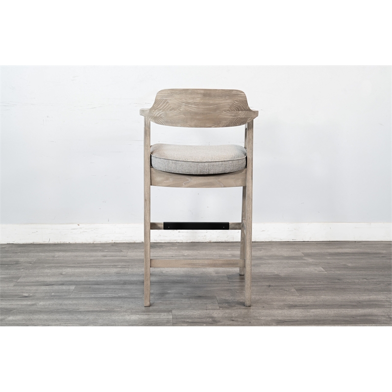 Sunny Designs Wren Wood & Upholstered Seat Bar Stool in Natural/Black (Set of 2)