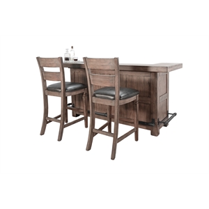 Sunny Designs 80&quot Traditional Wood Home Bar with Stools
