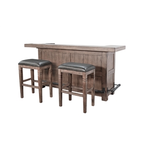 Sunny Designs 80&quot Traditional Wood Home Bar with Stools