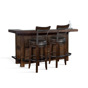 Sunny Designs 80&quot Traditional Wood Home Bar with Stools