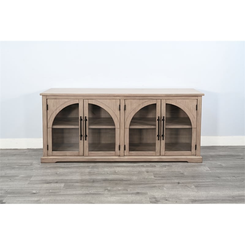 Sunny Designs Elena Modern Wood Display Cabinet with Arched Glass Doors