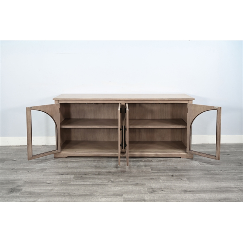 Sunny Designs Elena Modern Wood Display Cabinet with Arched Glass Doors