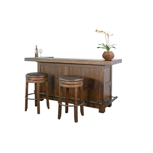 Sunny Designs 80&quot Traditional Wood Home Bar with Stools