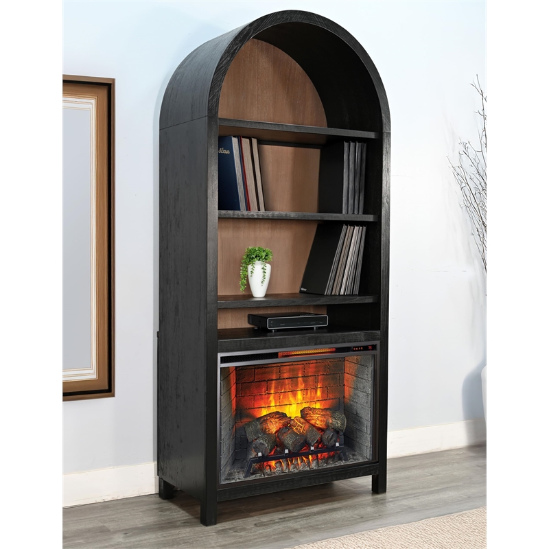 Sunny Designs Arched Bookcase with Electric Fireplace