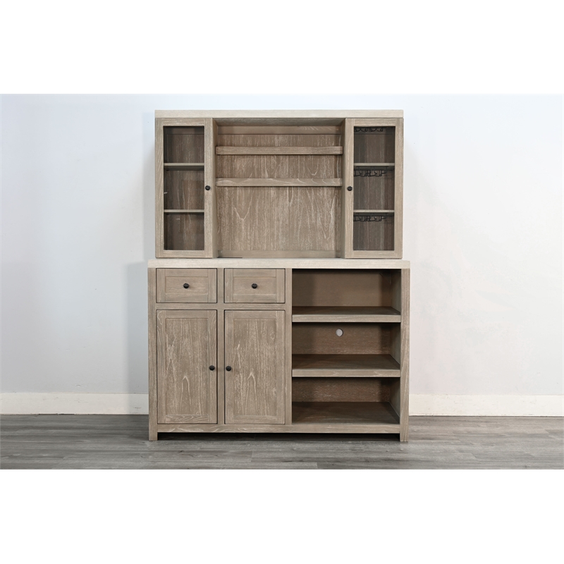 Sunny Designs Rustic Wood Bar Cabinet with Hutch