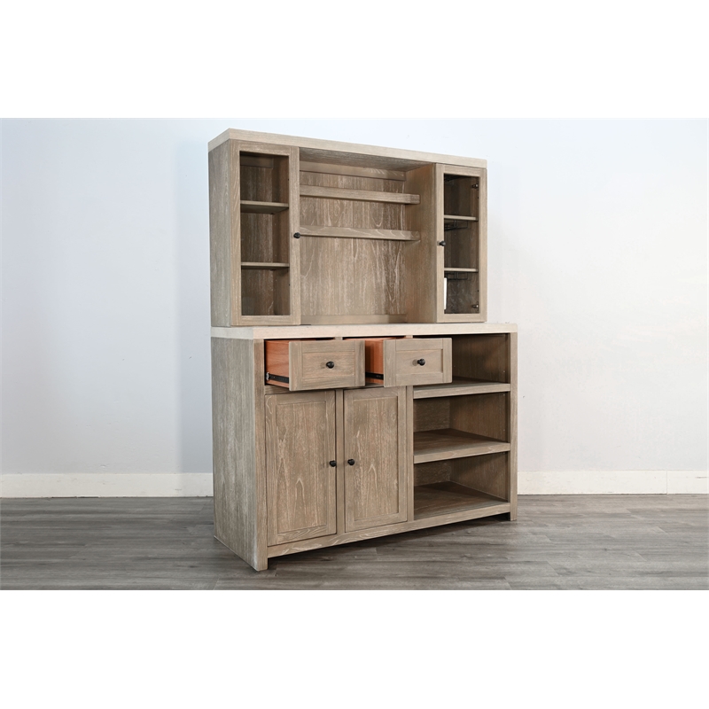 Sunny Designs Rustic Wood Bar Cabinet with Hutch