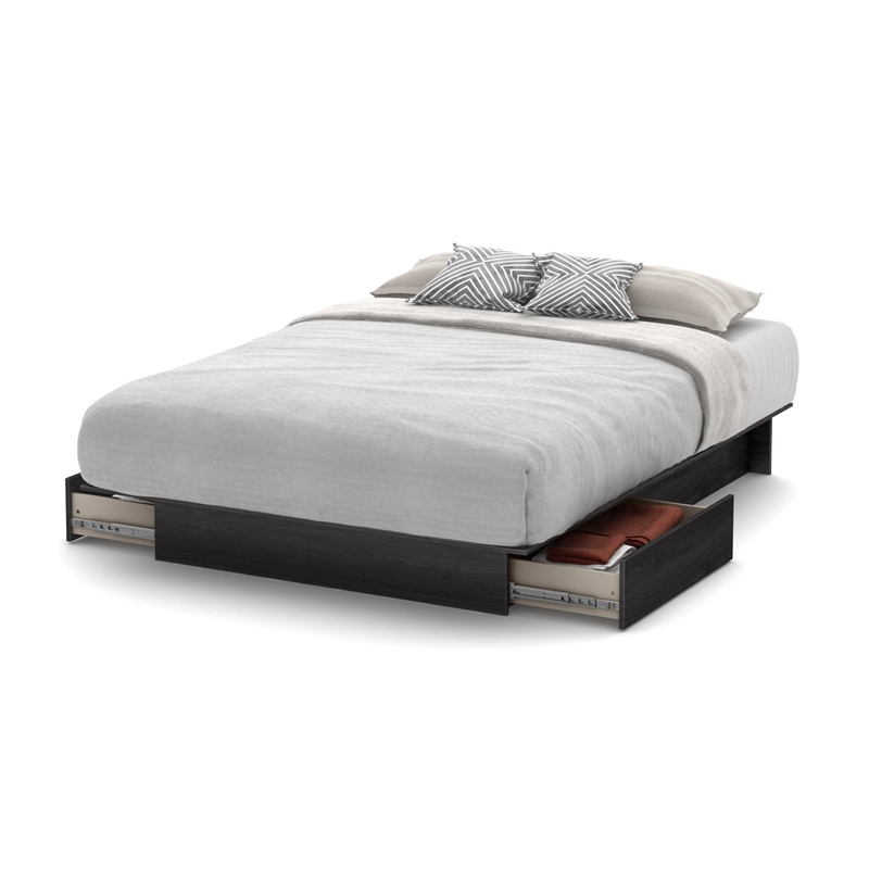 South Shore Step One Full Queen Platform Bed in Gray Oak