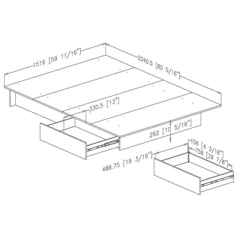 South Shore Step One Full Queen Platform Bed in Gray Oak