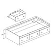 South Shore Little Smileys Twin Mates Bed with 3 Drawers in Pure White