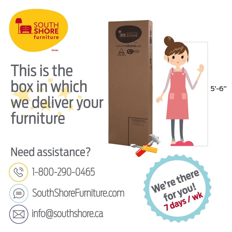 South Shore Artwork 4 Shelf Bookcase in Pure White