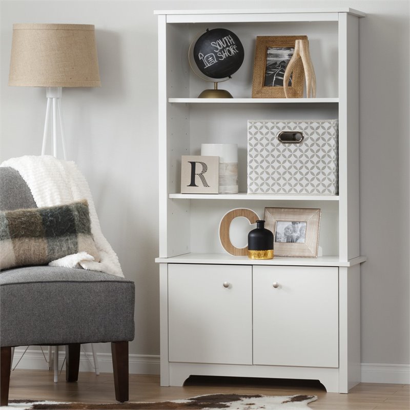 South Shore Vito 3 Shelf Bookcase in Pure White