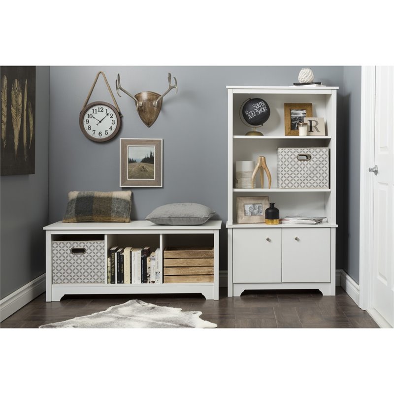 South Shore Vito 3 Shelf Bookcase in Pure White