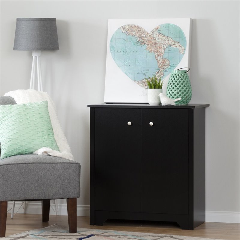South Shore Vito Storage Cabinet in Pure Black