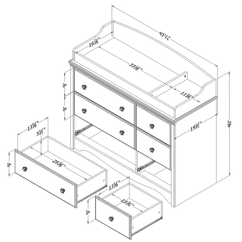 South Shore Angel 6 Drawer Changing Table Dresser in Pure White