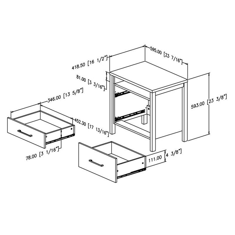South Shore Munich 2 Drawer Nightstand in Weathered Oak