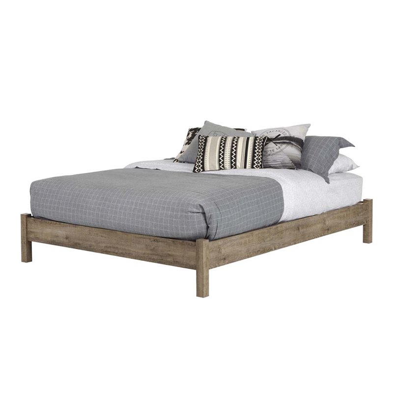 South Shore Munich Queen Platform Bed in Weathered Oak 10495