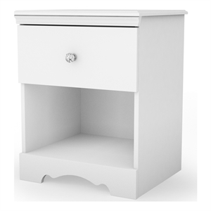 south shore crystal wood night table in pure white
