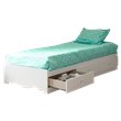 South Shore Crystal Twin Mates Bed in Pure White