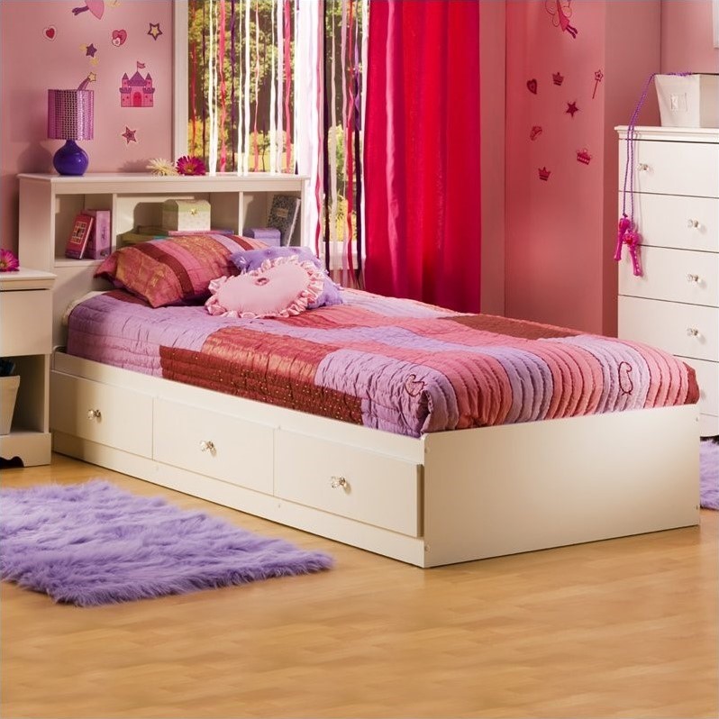South S Crystal Collection Twin, Litchi Twin Mates Bed With Storage