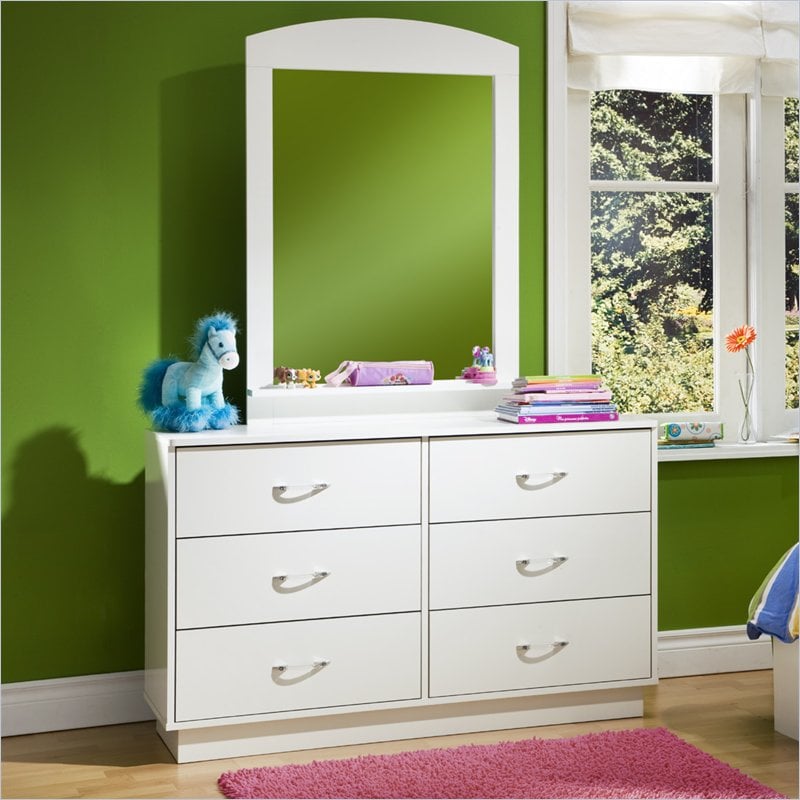 South Shore Logik Pure White Double Dresser and Mirror Set   3360027 PKG